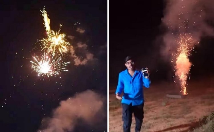Firecrackers: 'रात में दिन कर दिया' लड़के ने एक साथ आसमान में फोड़ दिए एक हजार पटाखे