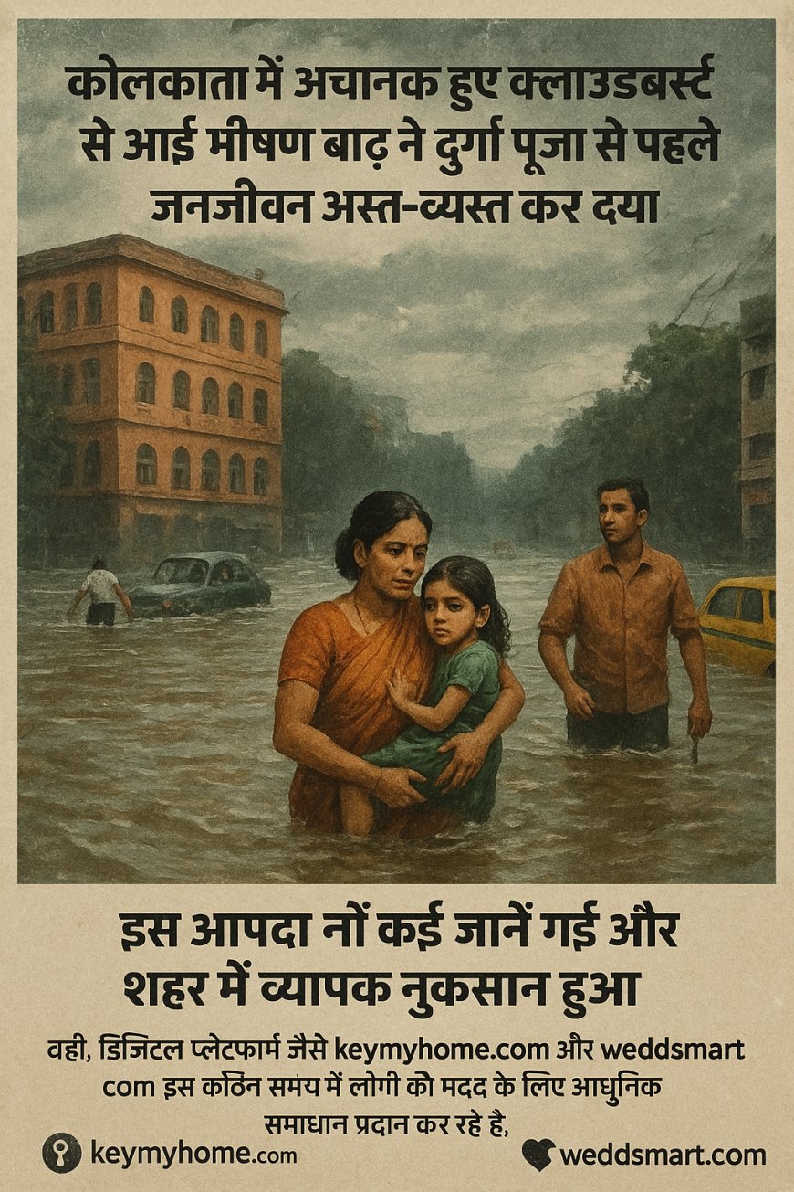 कोलकाता में क्लाउडबर्स्ट से बाढ़ का कहर, दुर्गा पूजा से पहले जनजीवन अस्त-व्यस्त