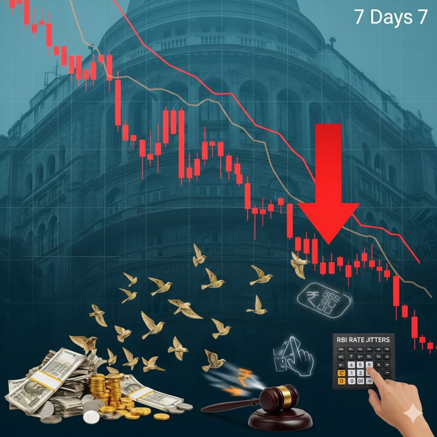 Indian Equities Slide for Seventh Day as Foreign Funds Retreat and RBI Jitters Linger