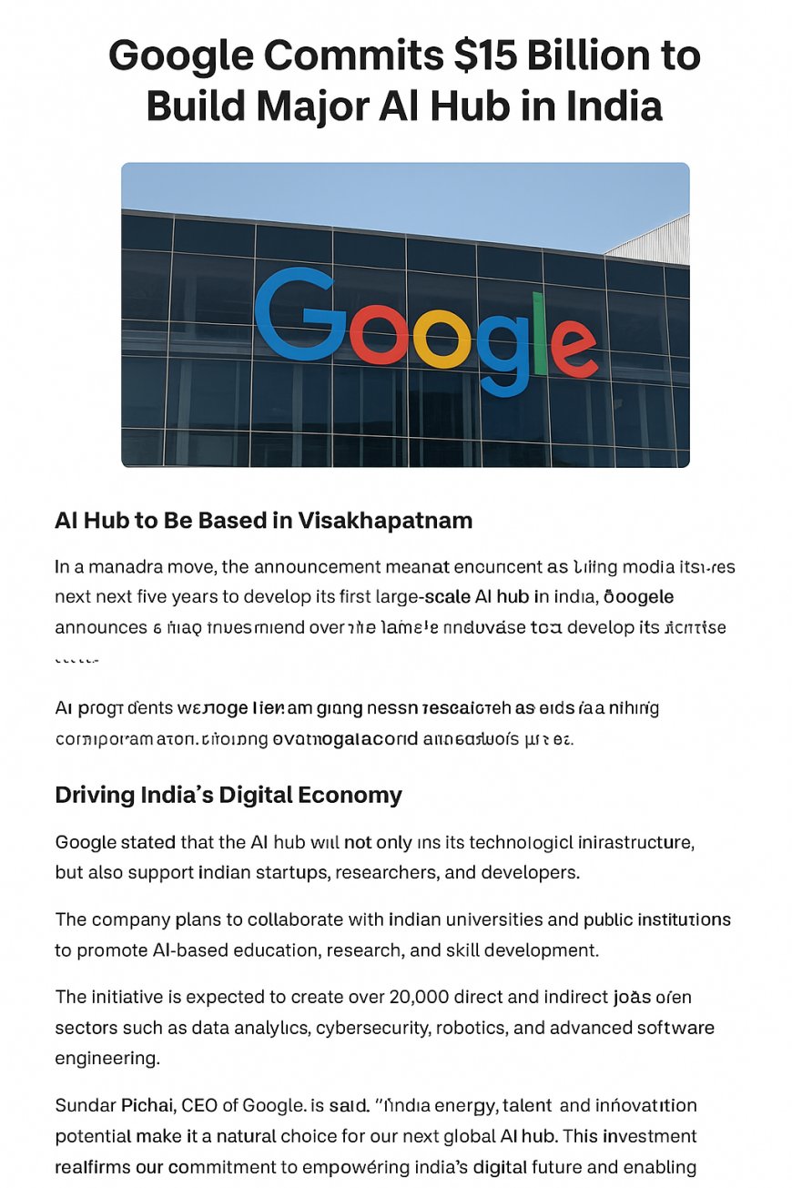 Google Commits $15 Billion to Build Major AI Hub in India